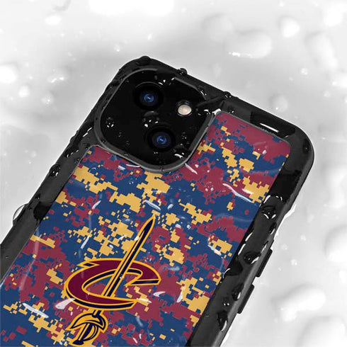 NBA Cleveland Cavaliers Digi Camo iPhone 15 Waterproof Case